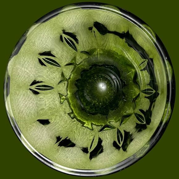 Vintage 1970s Footed Green Glass Candy Dish - Picture 2 of 3